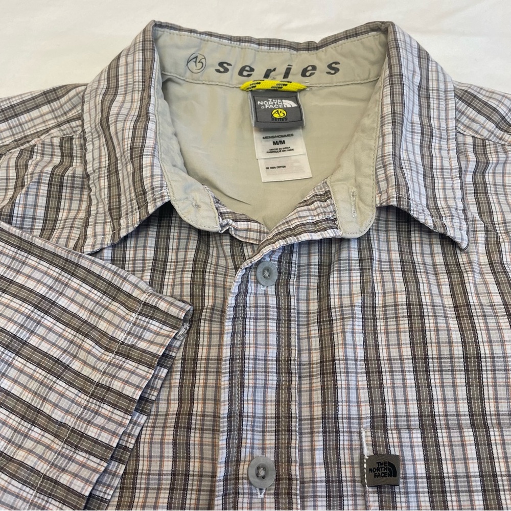 The North Face A5 Series Mens White and Brown Plaid Short Sleeve Shirt Medium